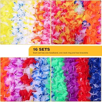 Amazon.co.jp: [LIOOBO] ハワイアンレイ ハワイ レイ 16セット計64pcs